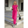 image:imageEkouaer Pajamas for Women 2 Piece Lounge Sets Cap Sleeve Loungewear Top with Joggers Pants SXXLRose Red