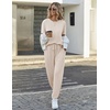 image:imageEkouaer Pajamas for Women Set 2 Pack Lounge Set Short Sleeve Pjs Joggers Long Pants Loungepwear with PocketsBlackchampagne