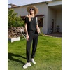 image:imageEkouaer Pajamas for Women Set 2 Pack Lounge Set Short Sleeve Pjs Joggers Long Pants Loungepwear with PocketsBlackchampagne