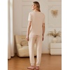 image:imageEkouaer Pajamas for Women Set 2 Pack Lounge Set Short Sleeve Pjs Joggers Long Pants Loungepwear with PocketsBlackchampagne