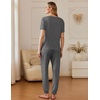 image:imageEkouaer Pajamas for Women Set 2 Pack Lounge Set Short Sleeve Pjs Joggers Long Pants Loungepwear with PocketsBlackdark Gray