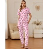image:imageEkouaer Pajamas for Women Set 2 Pack Lounge Set Short Sleeve Pjs Joggers Long Pants Loungepwear with PocketsBlue Bowpink Cherry