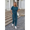 image:imageEkouaer Pajamas for Women Set 2 Pack Lounge Set Short Sleeve Pjs Joggers Long Pants Loungepwear with PocketsBlue Greennavy Bule
