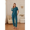 image:imageEkouaer Pajamas for Women Set 2 Pack Lounge Set Short Sleeve Pjs Joggers Long Pants Loungepwear with PocketsBlue Greennavy Bule