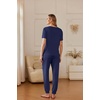 image:imageEkouaer Pajamas for Women Set 2 Pack Lounge Set Short Sleeve Pjs Joggers Long Pants Loungepwear with PocketsBlue Greennavy Bule