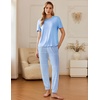 image:imageEkouaer Pajamas for Women Set 2 Pack Lounge Set Short Sleeve Pjs Joggers Long Pants Loungepwear with PocketsBlue Plaidnavy Plaid