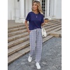 image:imageEkouaer Pajamas for Women Set 2 Pack Lounge Set Short Sleeve Pjs Joggers Long Pants Loungepwear with PocketsBlue Plaidnavy Plaid