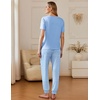 image:imageEkouaer Pajamas for Women Set 2 Pack Lounge Set Short Sleeve Pjs Joggers Long Pants Loungepwear with PocketsBlue Plaidnavy Plaid