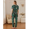 image:imageEkouaer Pajamas for Women Set 2 Pack Lounge Set Short Sleeve Pjs Joggers Long Pants Loungepwear with PocketsGreen Christmasred Deer