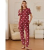 image:imageEkouaer Pajamas for Women Set 2 Pack Lounge Set Short Sleeve Pjs Joggers Long Pants Loungepwear with PocketsGreen Stripered Heart