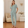 image:imageEkouaer Pajamas for Women Set 2 Pack Lounge Set Short Sleeve Pjs Joggers Long Pants Loungepwear with PocketsGreen Stripered Heart