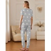 image:imageEkouaer Pajamas for Women Set 2 Pack Lounge Set Short Sleeve Pjs Joggers Long Pants Loungepwear with PocketsLight Gray Stardark Gray