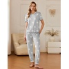 image:imageEkouaer Pajamas for Women Set 2 Pack Lounge Set Short Sleeve Pjs Joggers Long Pants Loungepwear with PocketsLight Gray Stardark Gray