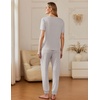 image:imageEkouaer Pajamas for Women Set 2 Pack Lounge Set Short Sleeve Pjs Joggers Long Pants Loungepwear with PocketsLight Graygreen