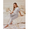 image:imageEkouaer Pajamas for Women Set 2 Pack Lounge Set Short Sleeve Pjs Joggers Long Pants Loungepwear with PocketsLight Graygreen