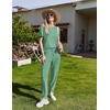 image:imageEkouaer Pajamas for Women Set 2 Pack Lounge Set Short Sleeve Pjs Joggers Long Pants Loungepwear with PocketsLight Graygreen