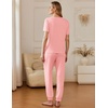 image:imageEkouaer Pajamas for Women Set 2 Pack Lounge Set Short Sleeve Pjs Joggers Long Pants Loungepwear with PocketsPrange Pinkdark Gray
