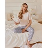image:imageEkouaer Pajamas for Women Set 2 Pack Lounge Set Short Sleeve Pjs Joggers Long Pants Loungepwear with PocketsStarleopard