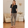 image:imageEkouaer Pajamas for Women Set 2 Pack Lounge Set Short Sleeve Pjs Joggers Long Pants Loungepwear with PocketsStarleopard