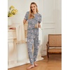image:imageEkouaer Pajamas for Women Set 2 Pack Lounge Set Short Sleeve Pjs Joggers Long Pants Loungepwear with PocketsWine Redgrey Coffee