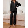 image:imageEkouaer Pajamas for Women Set Button Down Pj Long Sleeve Shirt and Pants Lounge Sets Fall Sleepwear with PocketsBlack