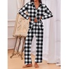 image:imageEkouaer Pajamas for Women Set Button Down Pj Long Sleeve Shirt and Pants Lounge Sets Fall Sleepwear with PocketsBlack Plaid