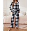 image:imageEkouaer Pajamas for Women Set Button Down Pj Long Sleeve Shirt and Pants Lounge Sets Fall Sleepwear with PocketsBlack Plaid