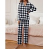 image:imageEkouaer Pajamas for Women Set Button Down Pj Long Sleeve Shirt and Pants Lounge Sets Fall Sleepwear with PocketsBlack Plaid