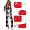 image:imageEkouaer Pajamas for Women Set Button Down Pj Long Sleeve Shirt and Pants Lounge Sets Fall Sleepwear with PocketsBlack Plaid