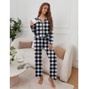 image:imageEkouaer Pajamas for Women Set Button Down Pj Long Sleeve Shirt and Pants Lounge Sets Fall Sleepwear with PocketsBlack Plaid