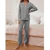 image:imageEkouaer Pajamas for Women Set Button Down Pj Long Sleeve Shirt and Pants Lounge Sets Fall Sleepwear with PocketsBlack Striped
