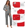 image:imageEkouaer Pajamas for Women Set Button Down Pj Long Sleeve Shirt and Pants Lounge Sets Fall Sleepwear with PocketsBlack Striped