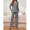 image:imageEkouaer Pajamas for Women Set Button Down Pj Long Sleeve Shirt and Pants Lounge Sets Fall Sleepwear with PocketsBlack Striped