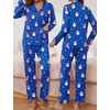 image:imageEkouaer Pajamas for Women Set Button Down Pj Long Sleeve Shirt and Pants Lounge Sets Fall Sleepwear with PocketsBlue Snowman