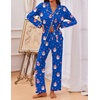 image:imageEkouaer Pajamas for Women Set Button Down Pj Long Sleeve Shirt and Pants Lounge Sets Fall Sleepwear with PocketsBlue Snowman