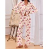 image:imageEkouaer Pajamas for Women Set Button Down Pj Long Sleeve Shirt and Pants Lounge Sets Fall Sleepwear with PocketsCherry Teddy