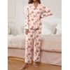 image:imageEkouaer Pajamas for Women Set Button Down Pj Long Sleeve Shirt and Pants Lounge Sets Fall Sleepwear with PocketsCherry Teddy