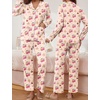 image:imageEkouaer Pajamas for Women Set Button Down Pj Long Sleeve Shirt and Pants Lounge Sets Fall Sleepwear with PocketsCherry Teddy
