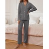 image:imageEkouaer Pajamas for Women Set Button Down Pj Long Sleeve Shirt and Pants Lounge Sets Fall Sleepwear with PocketsDark Heather Grey