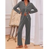image:imageEkouaer Pajamas for Women Set Button Down Pj Long Sleeve Shirt and Pants Lounge Sets Fall Sleepwear with PocketsDark Heather Grey