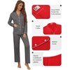image:imageEkouaer Pajamas for Women Set Button Down Pj Long Sleeve Shirt and Pants Lounge Sets Fall Sleepwear with PocketsDark Heather Grey
