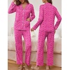 image:imageEkouaer Pajamas for Women Set Button Down Pj Long Sleeve Shirt and Pants Lounge Sets Fall Sleepwear with PocketsHot Pink Leopard