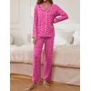 image:imageEkouaer Pajamas for Women Set Button Down Pj Long Sleeve Shirt and Pants Lounge Sets Fall Sleepwear with PocketsHot Pink Leopard
