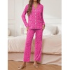 image:imageEkouaer Pajamas for Women Set Button Down Pj Long Sleeve Shirt and Pants Lounge Sets Fall Sleepwear with PocketsHot Pink Leopard