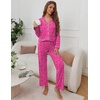 image:imageEkouaer Pajamas for Women Set Button Down Pj Long Sleeve Shirt and Pants Lounge Sets Fall Sleepwear with PocketsHot Pink Leopard