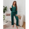 image:imageEkouaer Pajamas for Women Set Button Down Pj Long Sleeve Shirt and Pants Lounge Sets Fall Sleepwear with PocketsLake Green