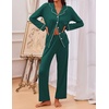 image:imageEkouaer Pajamas for Women Set Button Down Pj Long Sleeve Shirt and Pants Lounge Sets Fall Sleepwear with PocketsLake Green