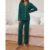 image:imageEkouaer Pajamas for Women Set Button Down Pj Long Sleeve Shirt and Pants Lounge Sets Fall Sleepwear with PocketsLake Green