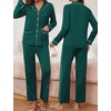 image:imageEkouaer Pajamas for Women Set Button Down Pj Long Sleeve Shirt and Pants Lounge Sets Fall Sleepwear with PocketsLake Green