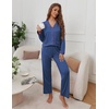 image:imageEkouaer Pajamas for Women Set Button Down Pj Long Sleeve Shirt and Pants Lounge Sets Fall Sleepwear with PocketsNavy